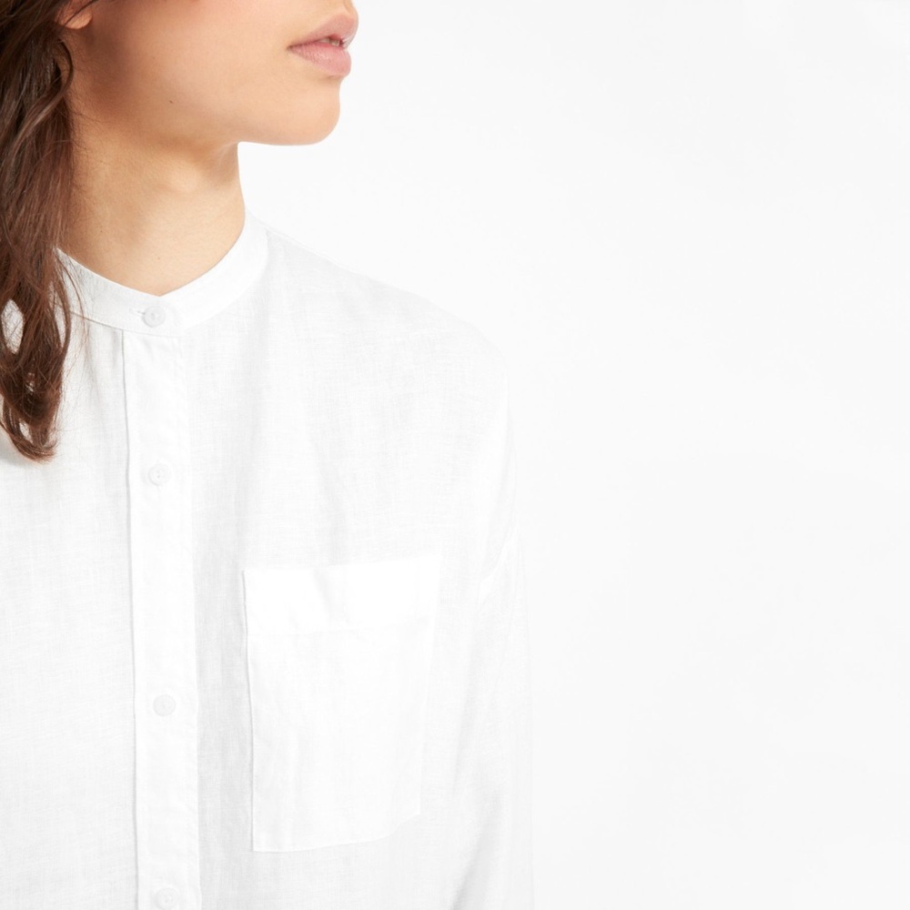 Everlane Boxy Collarless Linen Shirt